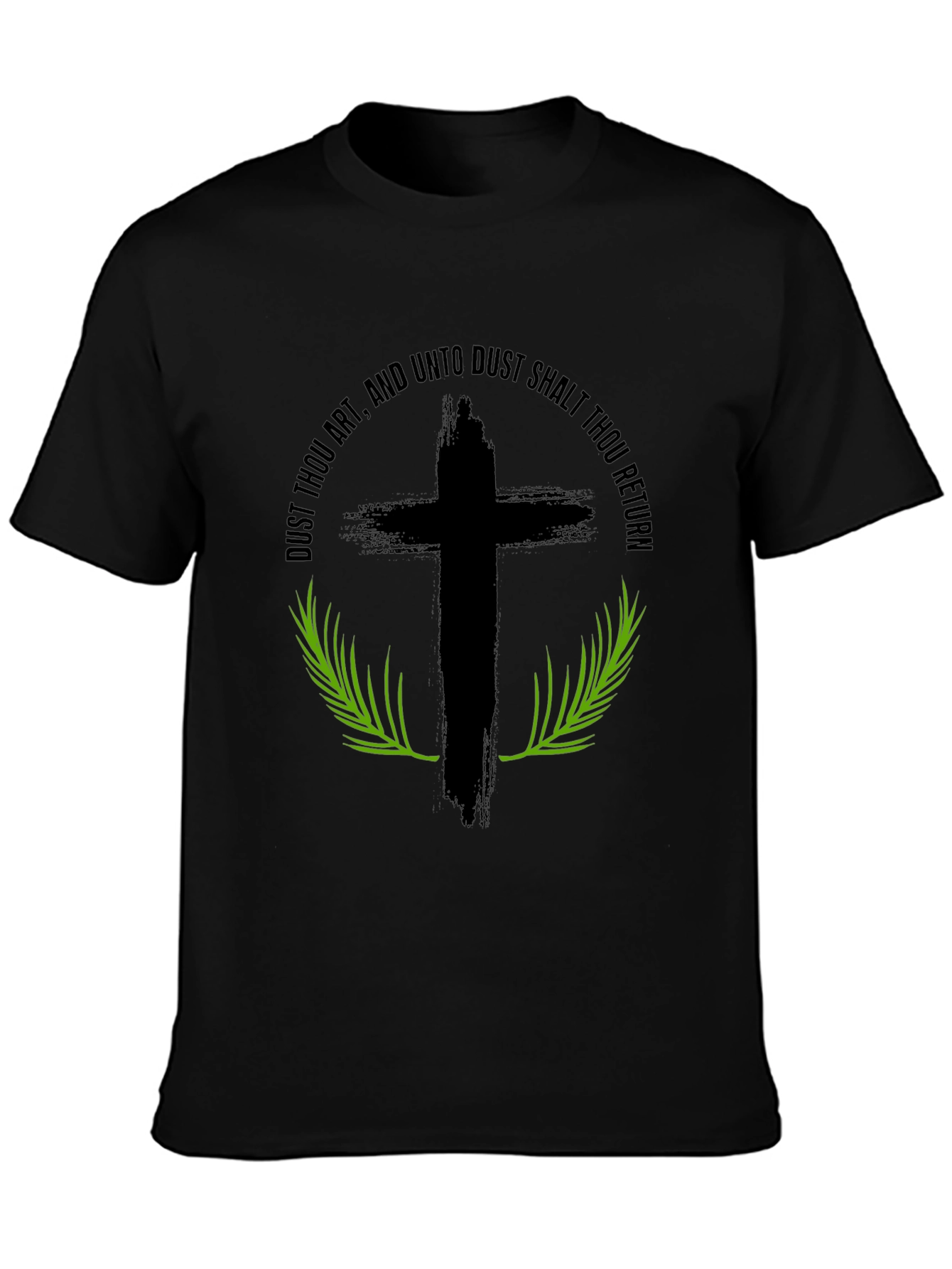 Camiseta Negra: Cruz y Versículo Bíblico