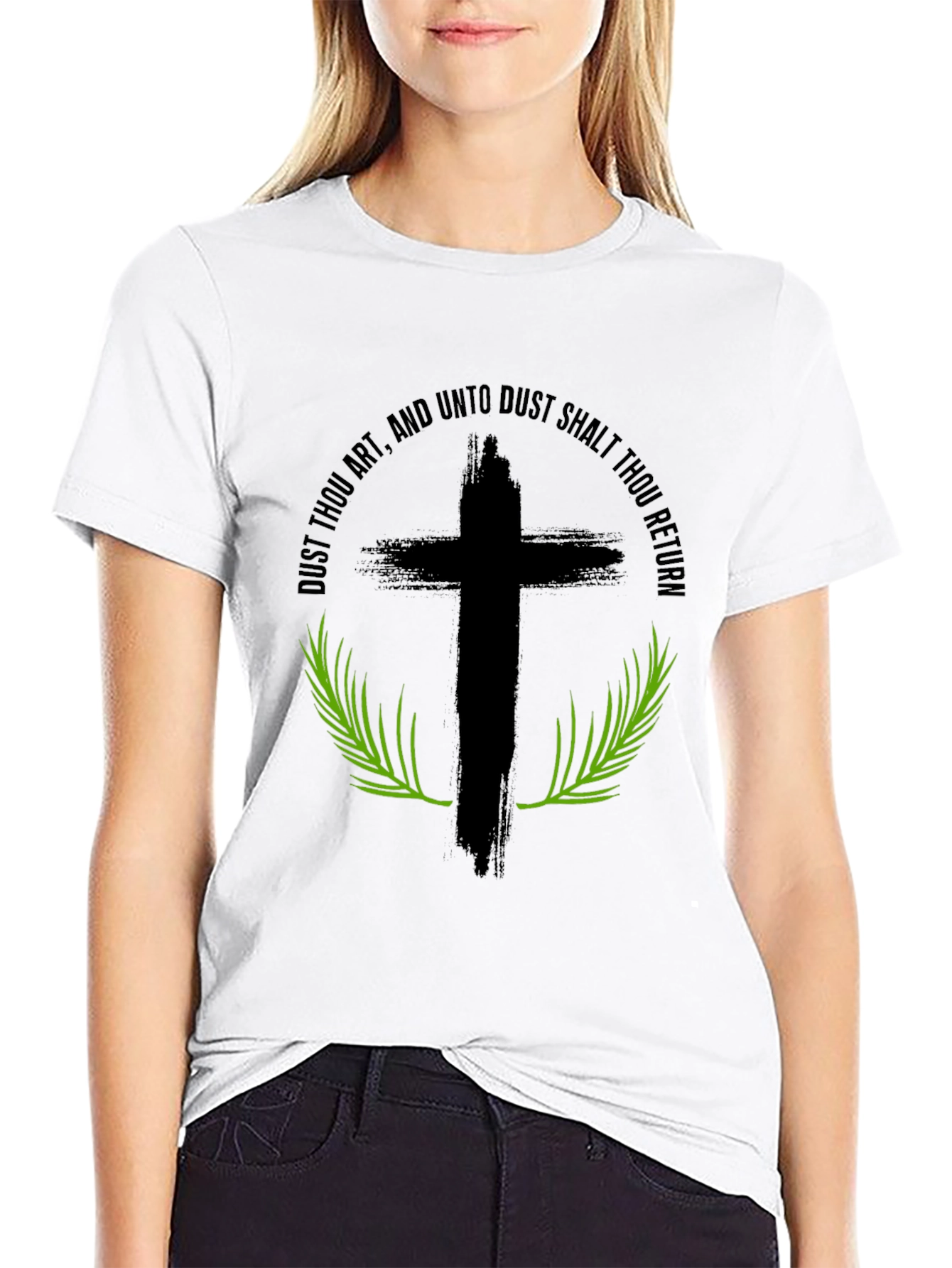 Camiseta Negra: Cruz y Versículo Bíblico