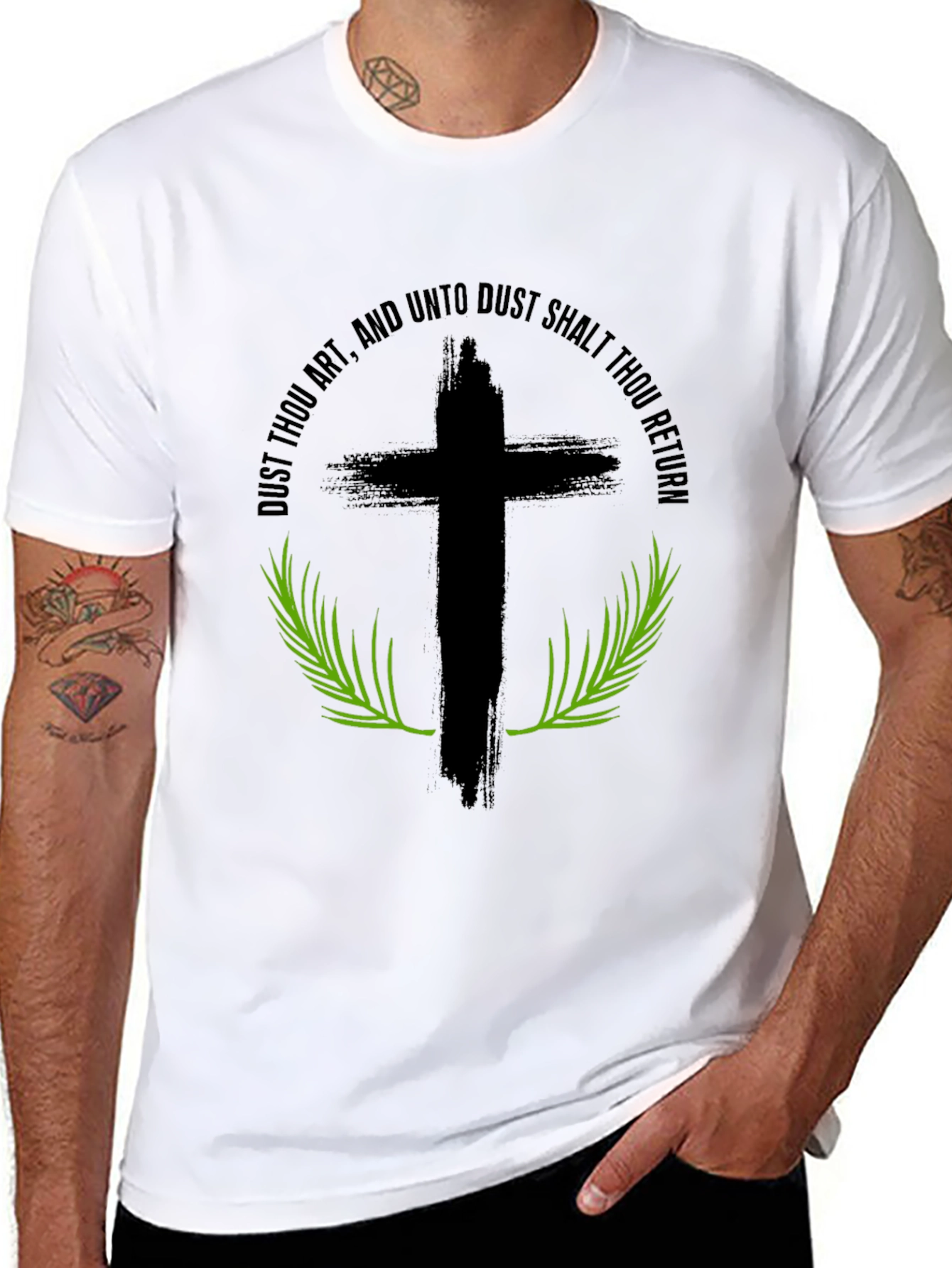 Camiseta Negra: Cruz y Versículo Bíblico