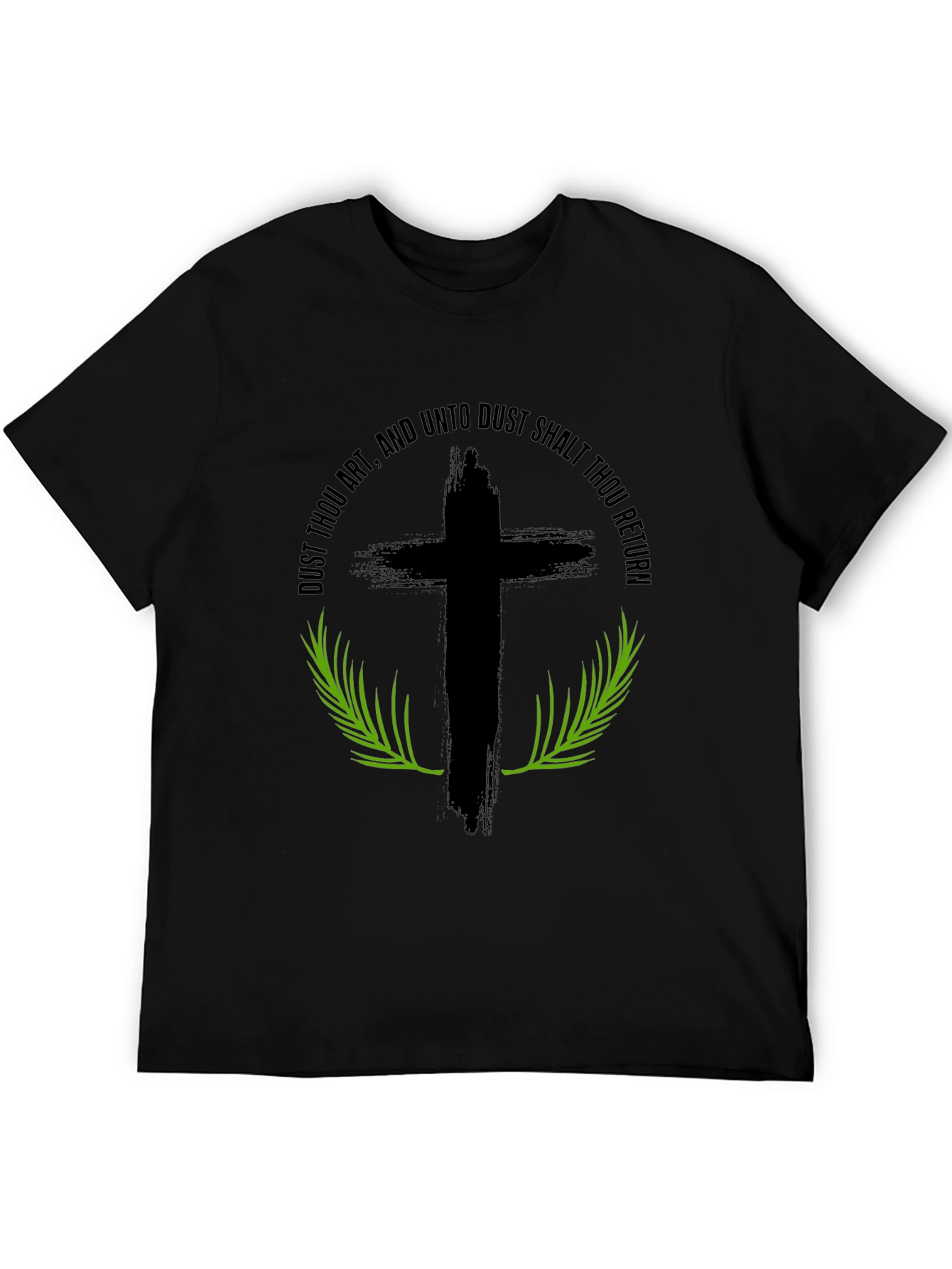 Camiseta Negra: Cruz y Versículo Bíblico