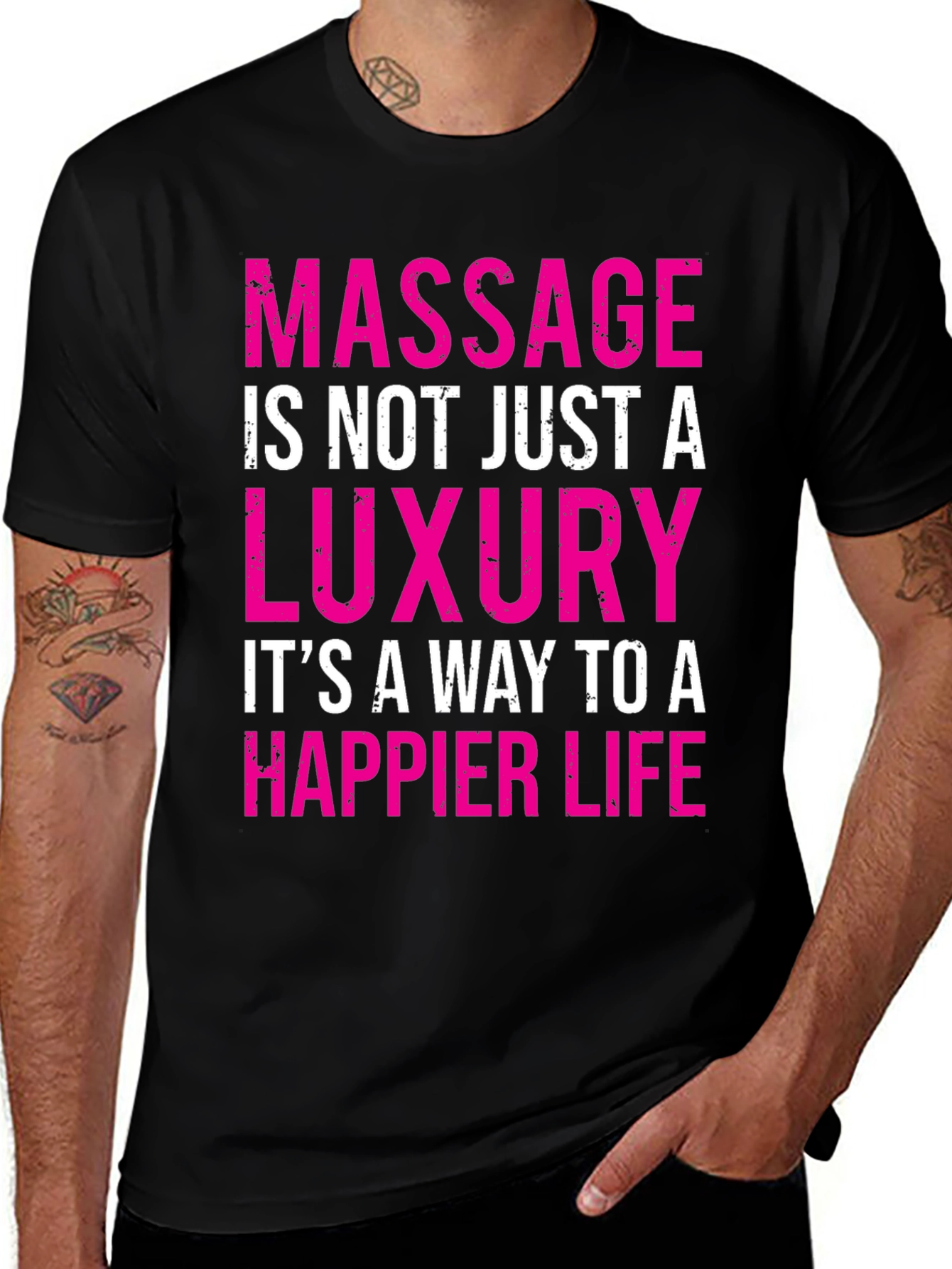 Camiseta Negra con Diseño Masaje es Lujo