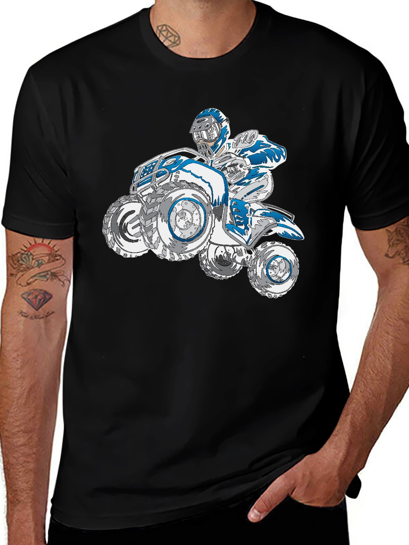 Camiseta Negra con Diseño de Motocicleta Cuatrimoto