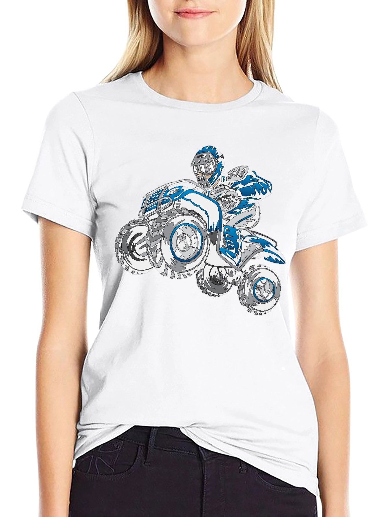 Camiseta Negra con Diseño de Motocicleta Cuatrimoto