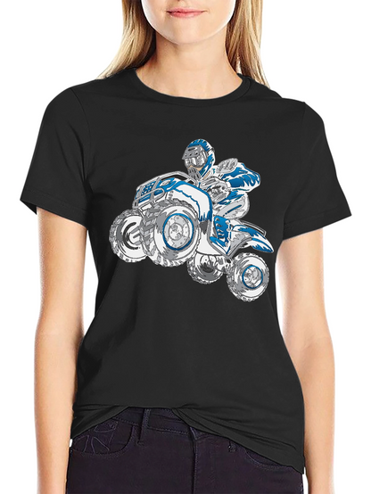 Camiseta Negra con Diseño de Motocicleta Cuatrimoto