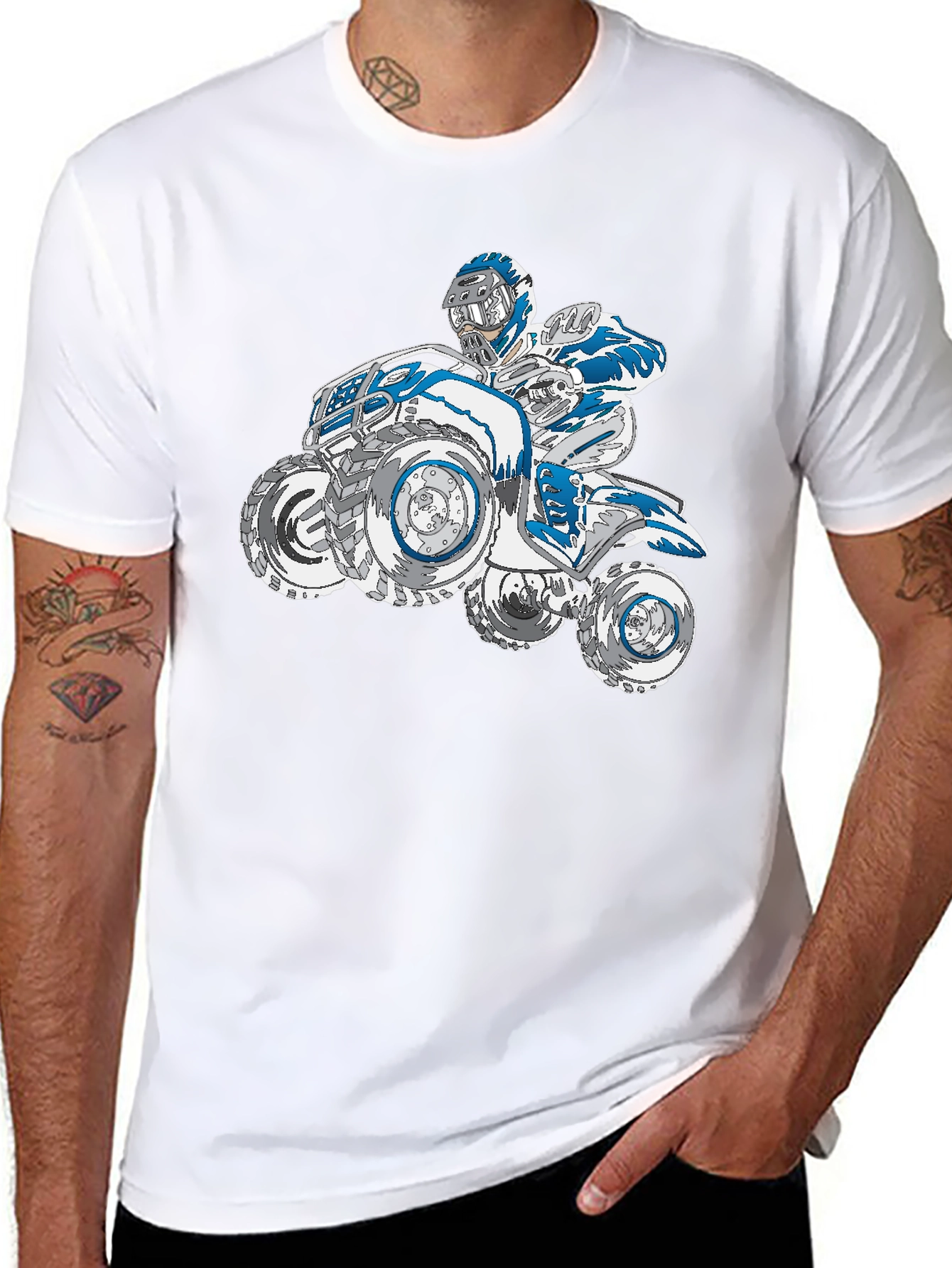 Camiseta Negra con Diseño de Motocicleta Cuatrimoto