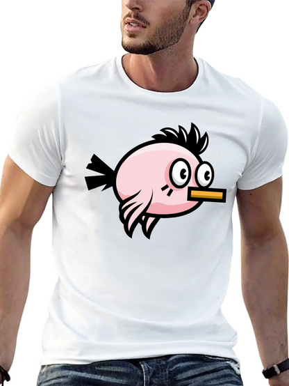 Camiseta Negra con Diseño de Pájaro Divertido