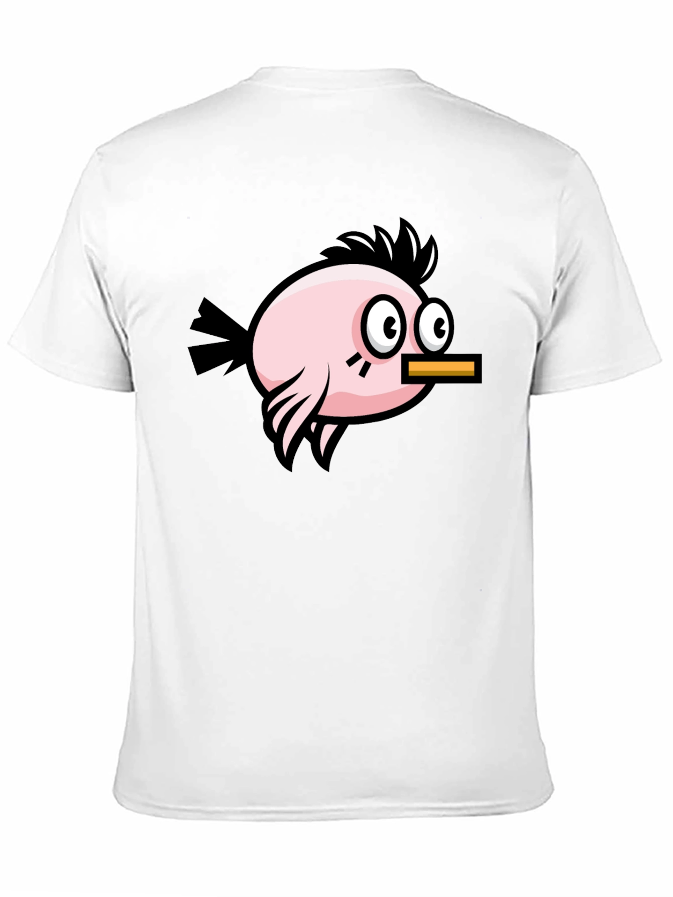 Camiseta Negra con Diseño de Pájaro Divertido