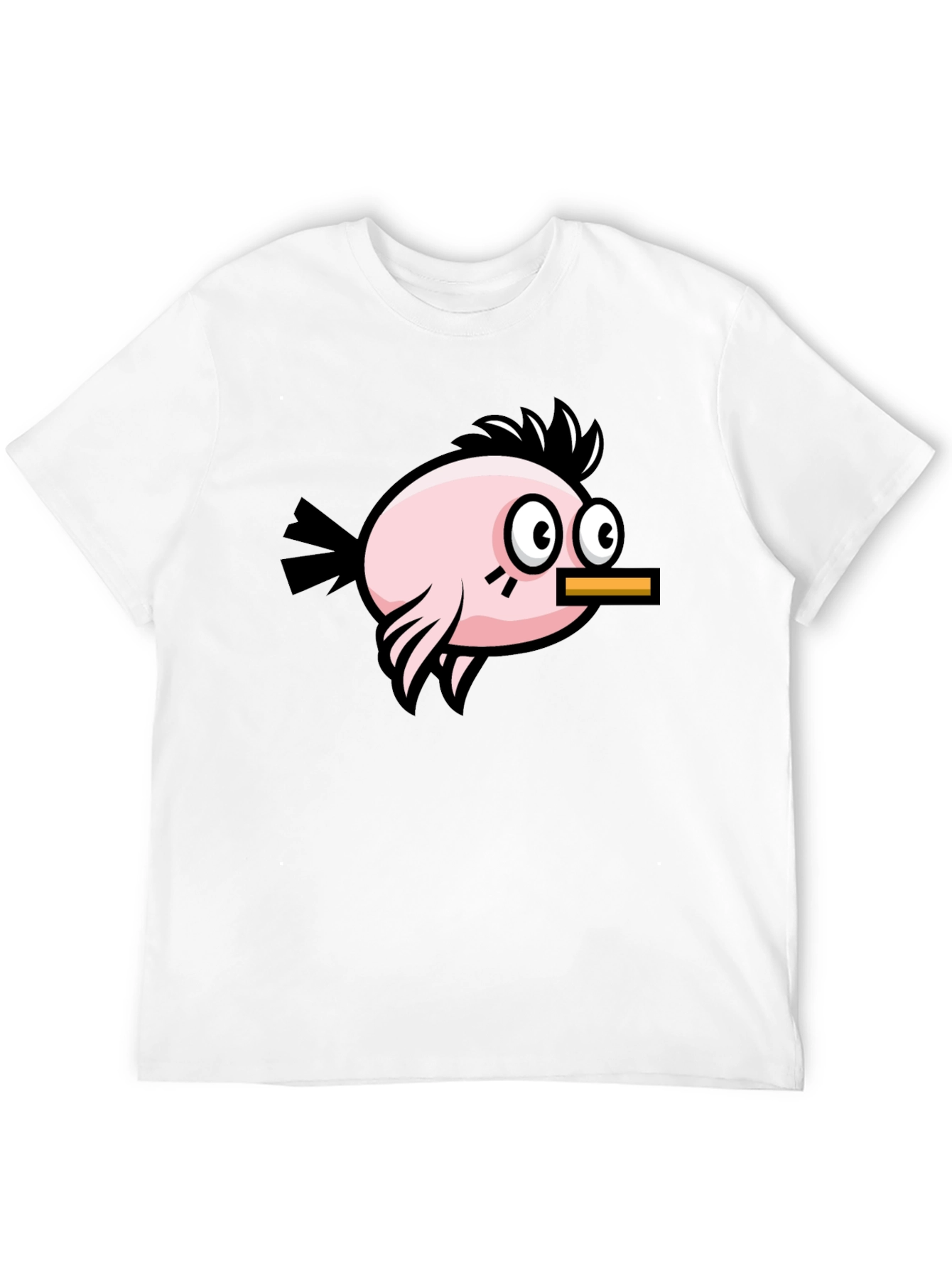 Camiseta Negra con Diseño de Pájaro Divertido