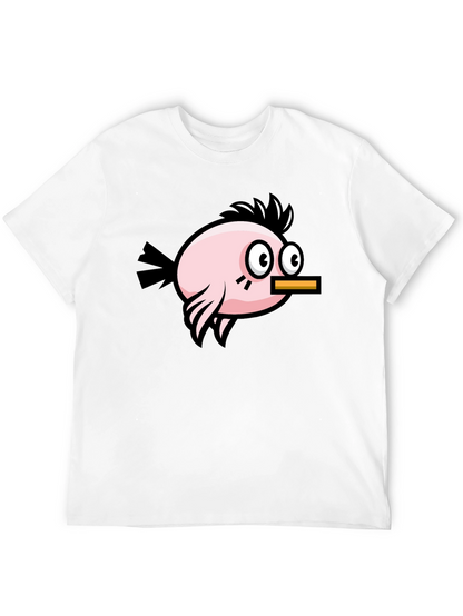 Camiseta Negra con Diseño de Pájaro Divertido