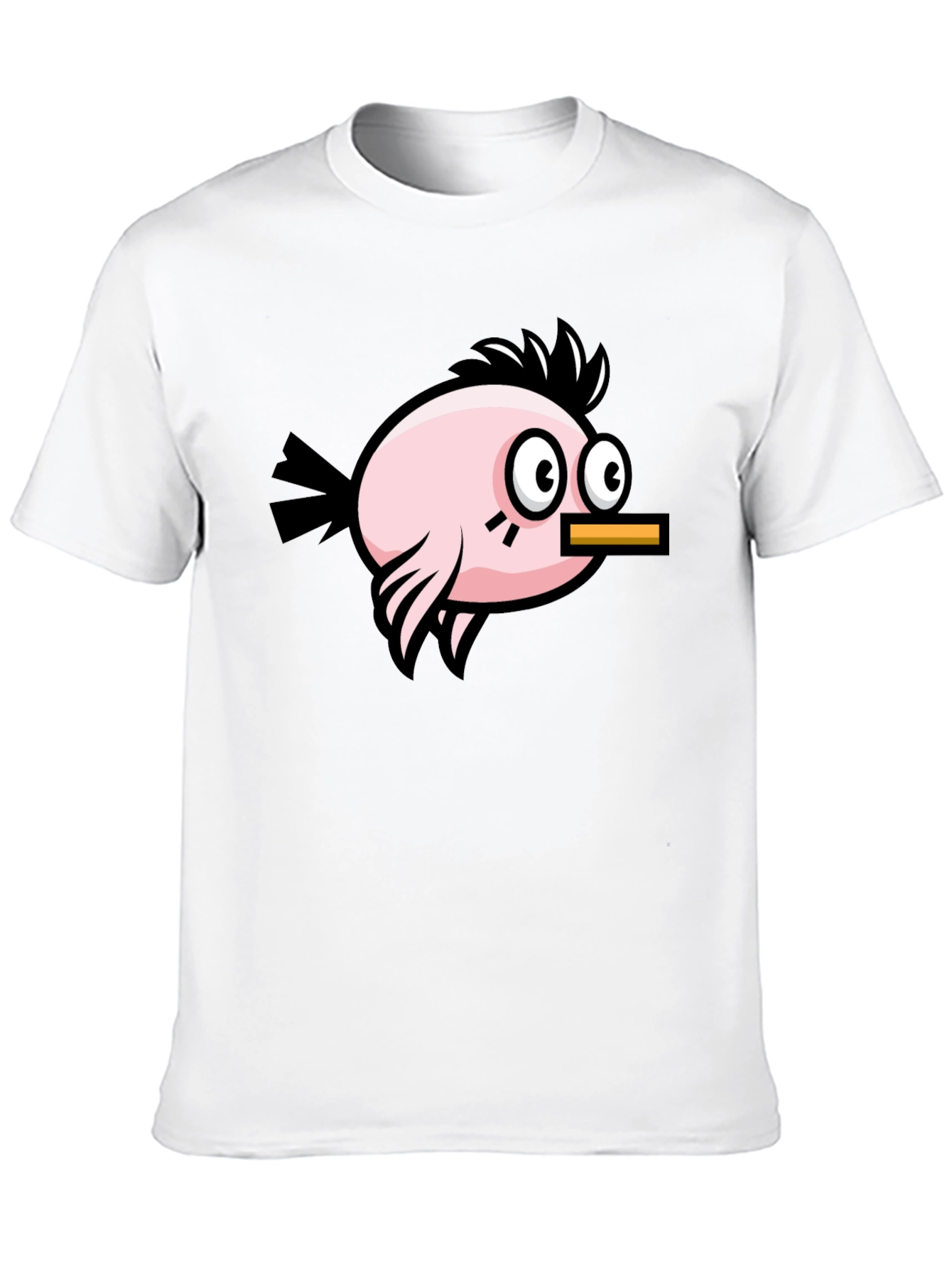 Camiseta Negra con Diseño de Pájaro Divertido