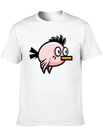 Camiseta Negra con Diseño de Pájaro Divertido
