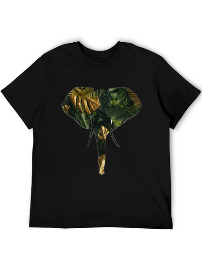 Camiseta Negra con Diseño de Elefante Tropical