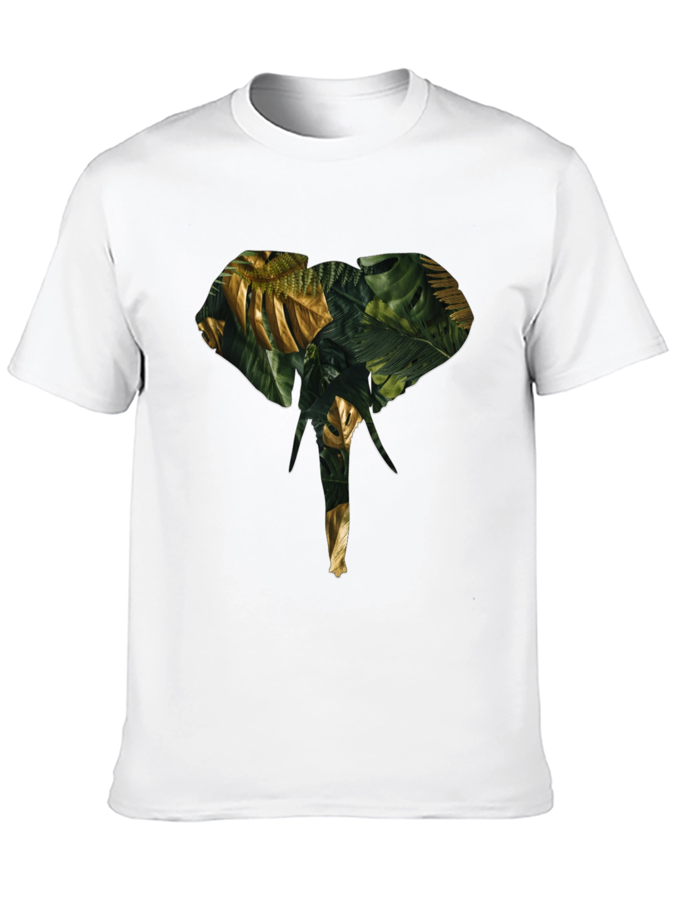 Camiseta Negra con Diseño de Elefante Tropical