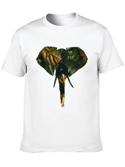 Camiseta Negra con Diseño de Elefante Tropical