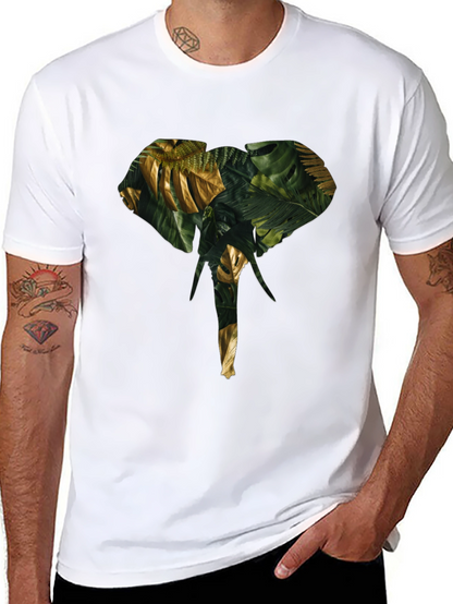 Camiseta Negra con Diseño de Elefante Tropical