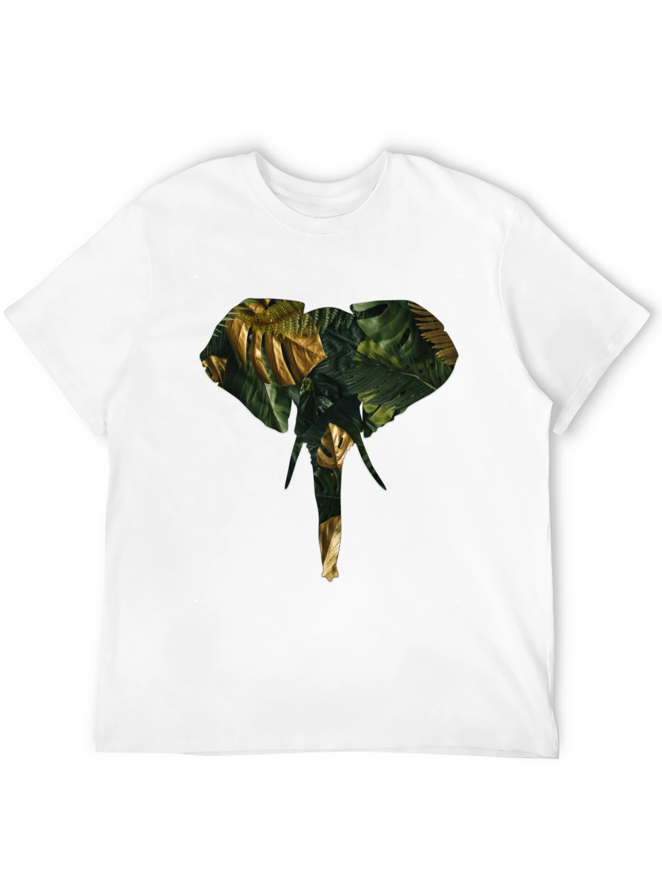 Camiseta Negra con Diseño de Elefante Tropical