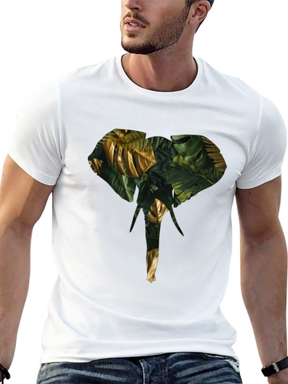 Camiseta Negra con Diseño de Elefante Tropical