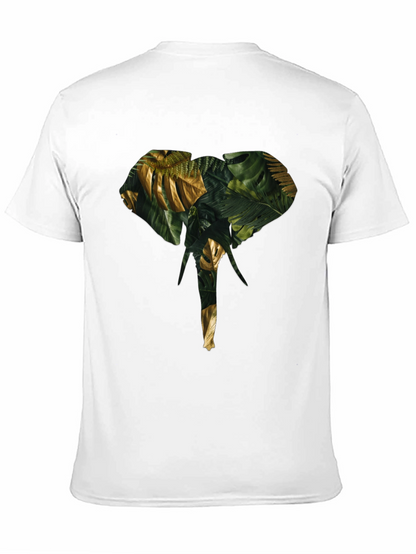 Camiseta Negra con Diseño de Elefante Tropical