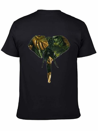 Camiseta Negra con Diseño de Elefante Tropical