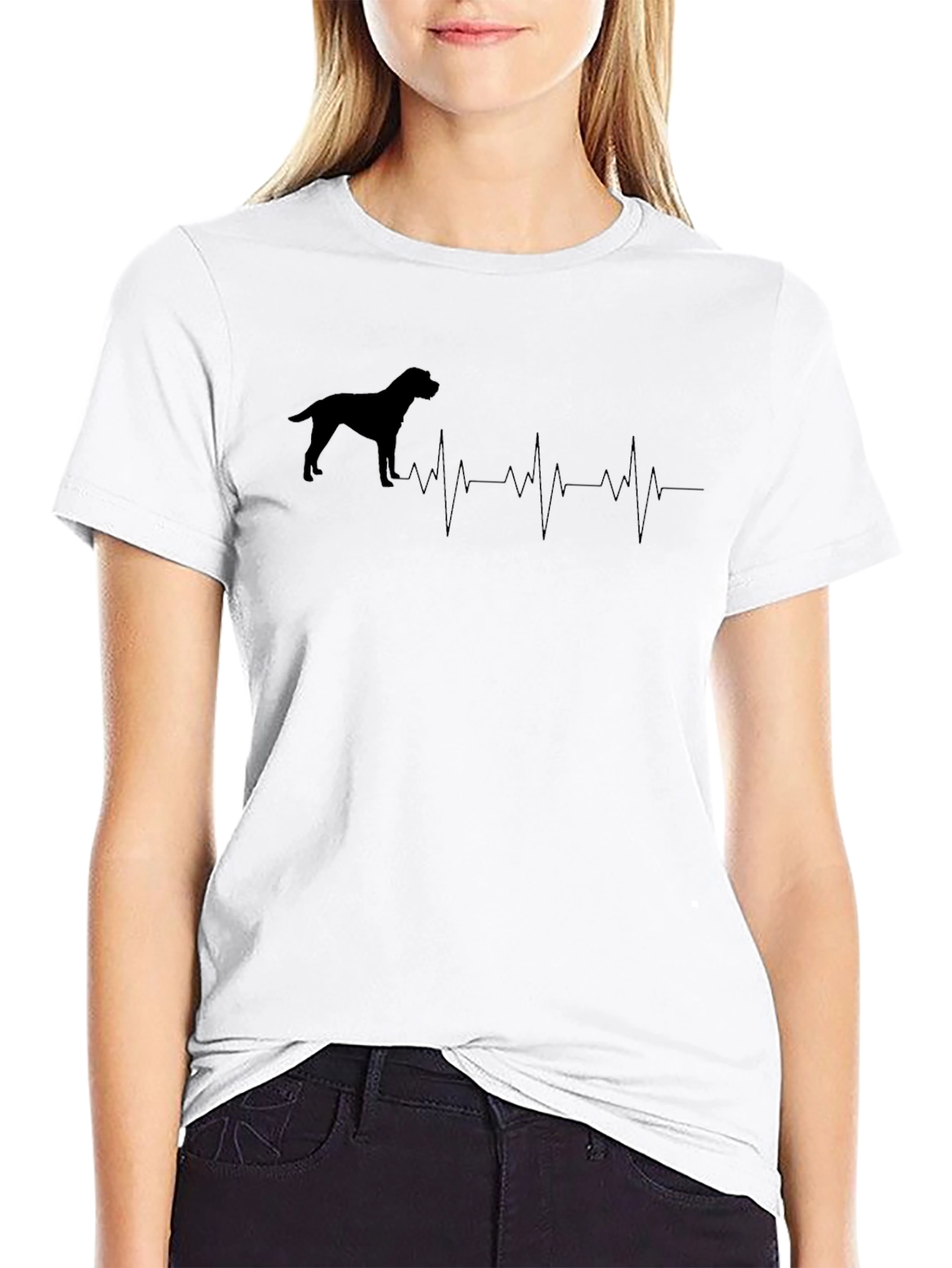 Camiseta Negra con Diseño de Latido Canino