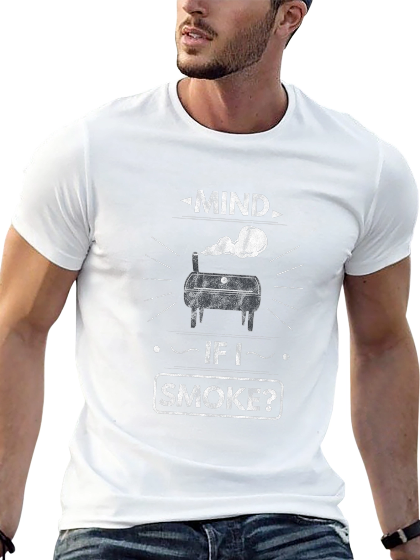 Camiseta Negra Mind if I Smoke? Parrilla