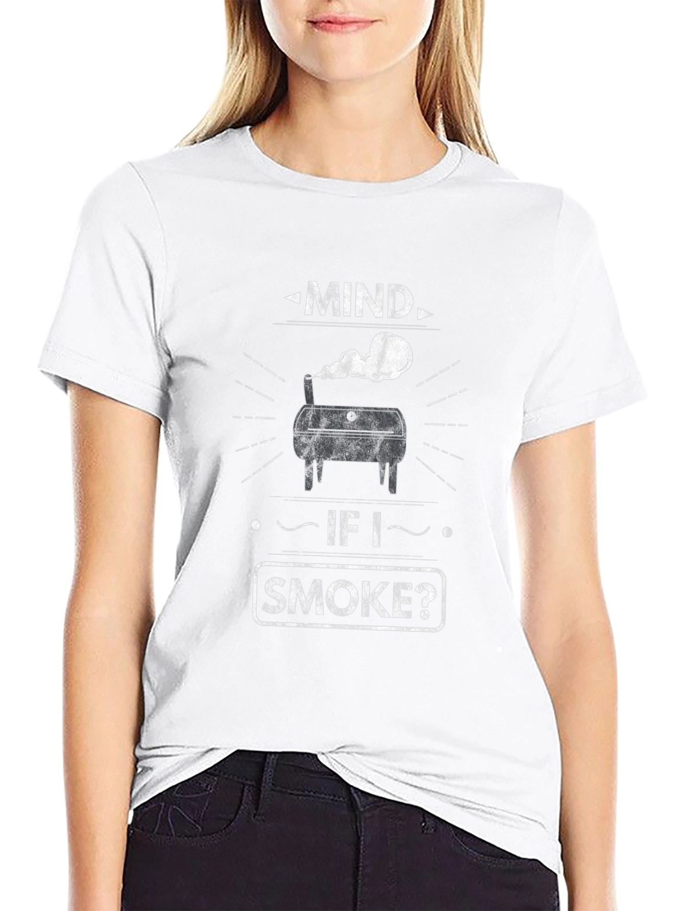 Camiseta Negra Mind if I Smoke? Parrilla
