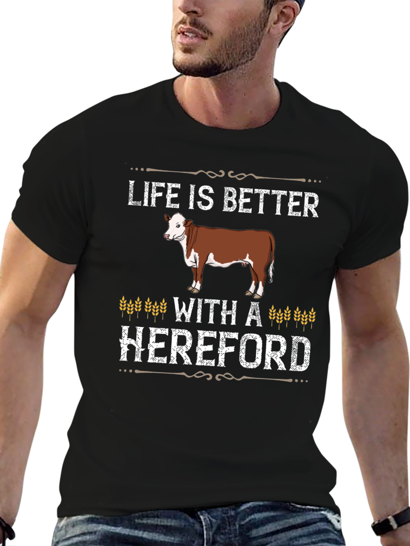 Camiseta Negra Life is Better With a Hereford