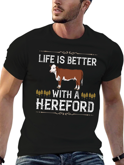 Camiseta Negra Life is Better With a Hereford