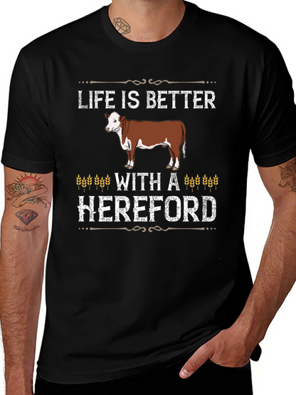 Camiseta Negra Life is Better With a Hereford