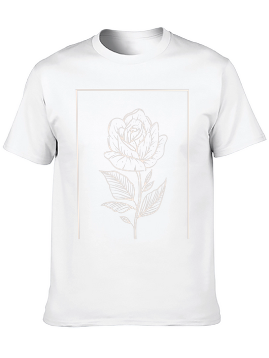 Camiseta Negra con Diseño de Rosa Minimalista