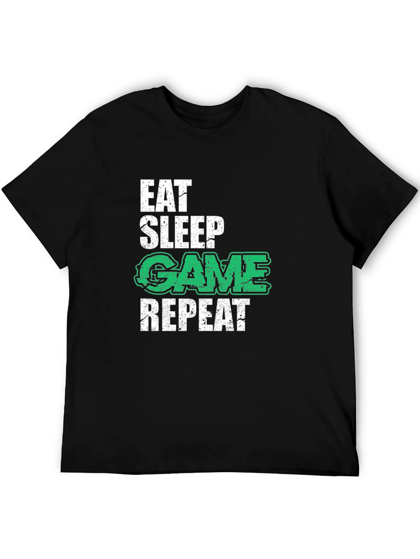 Camiseta Negra Gamer: Eat Sleep Game Repeat