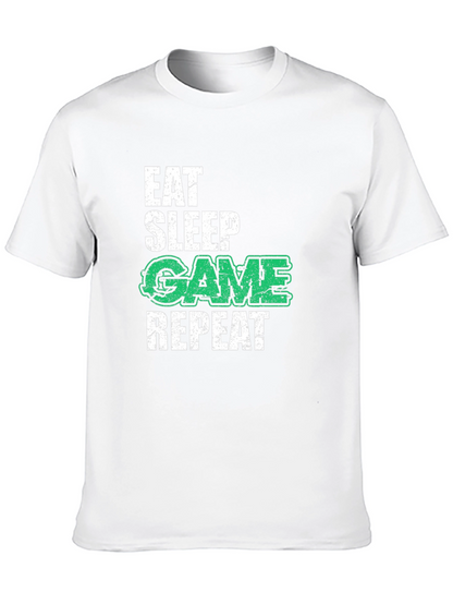 Camiseta Negra Gamer: Eat Sleep Game Repeat
