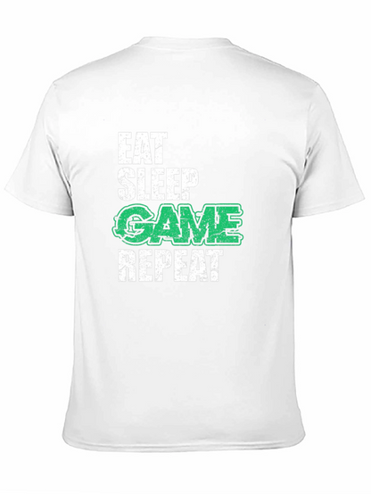 Camiseta Negra Gamer: Eat Sleep Game Repeat