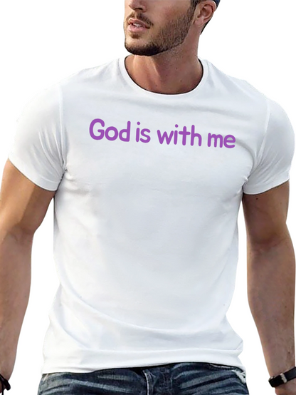 Camiseta Negra Dios está conmigo Algodón Suave
