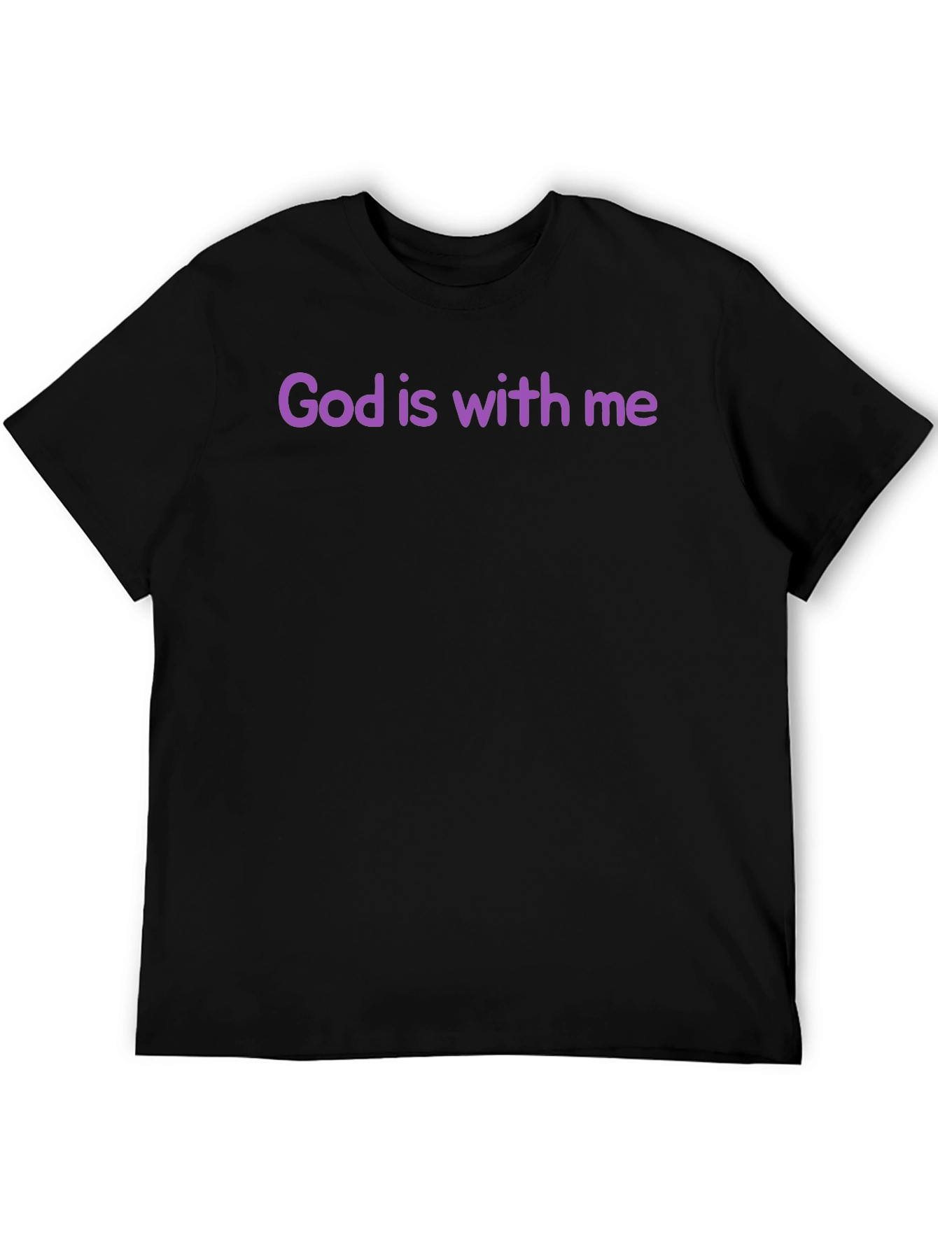 Camiseta Negra Dios está conmigo Algodón Suave