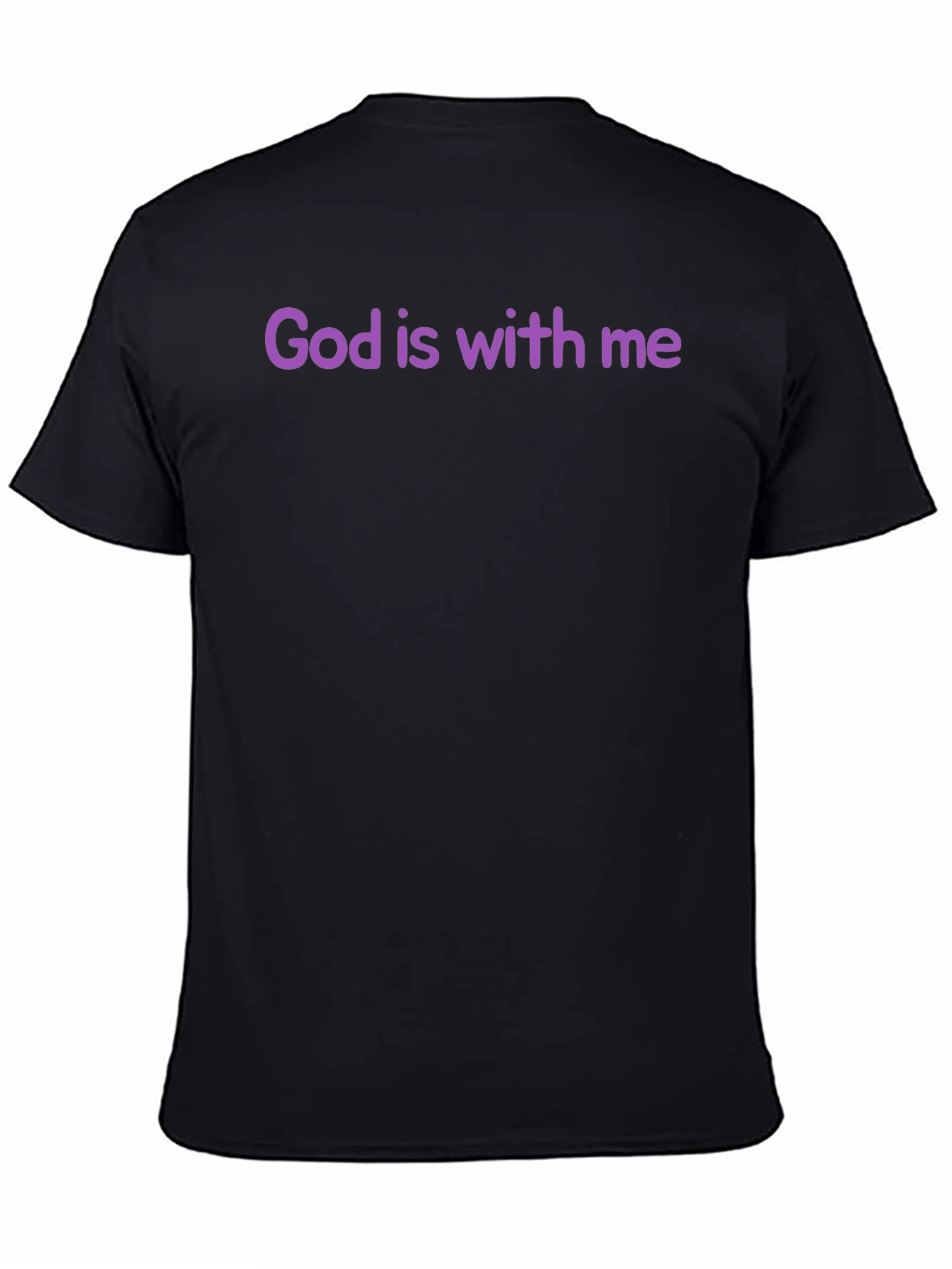 Camiseta Negra Dios está conmigo Algodón Suave