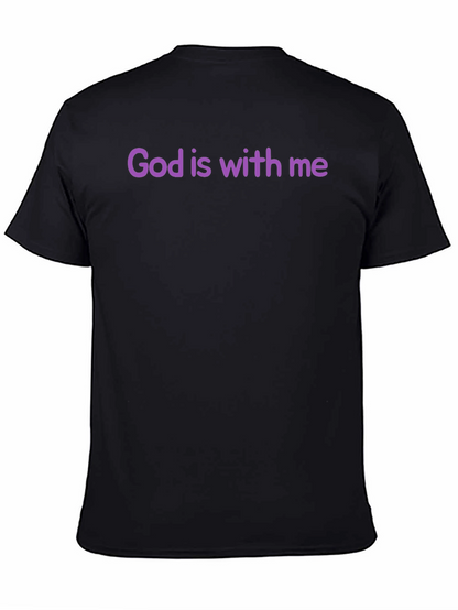 Camiseta Negra Dios está conmigo Algodón Suave