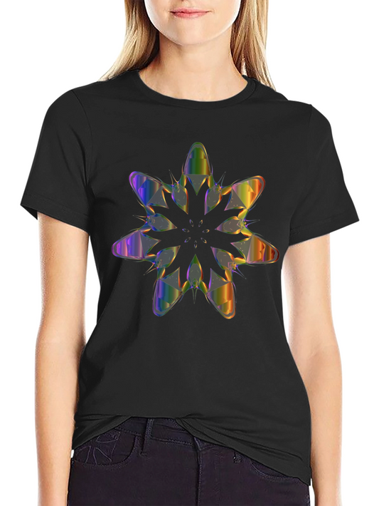 Camiseta Negra con Mandala Multicolor