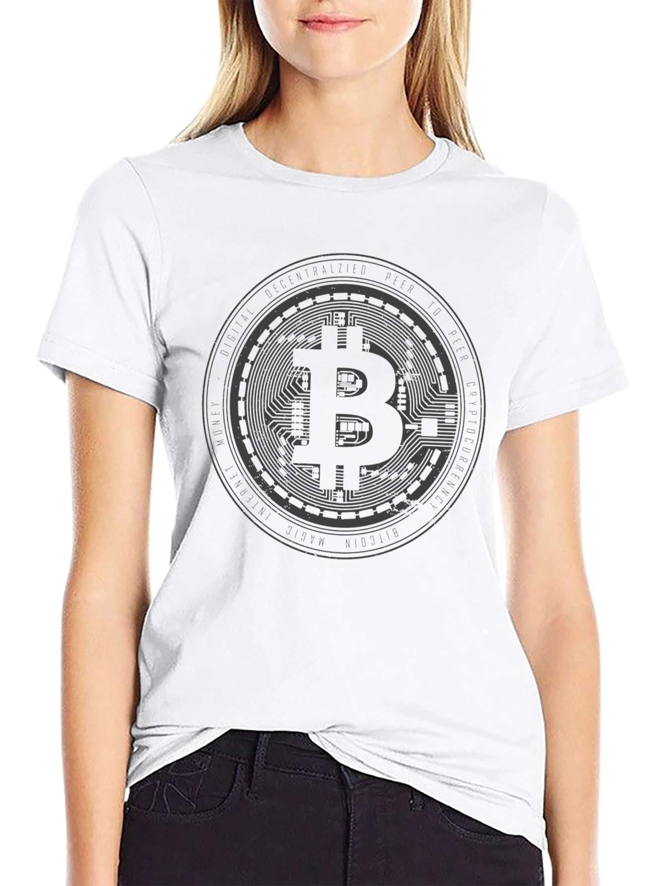 Camiseta Negra Bitcoin Crypto para Hombre