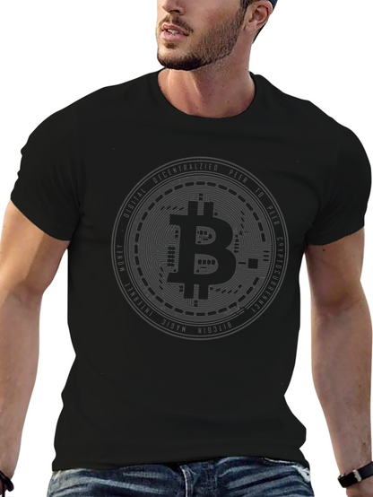 Camiseta Negra Bitcoin Crypto para Hombre