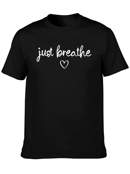 Camiseta Negra Just Breathe con Corazón