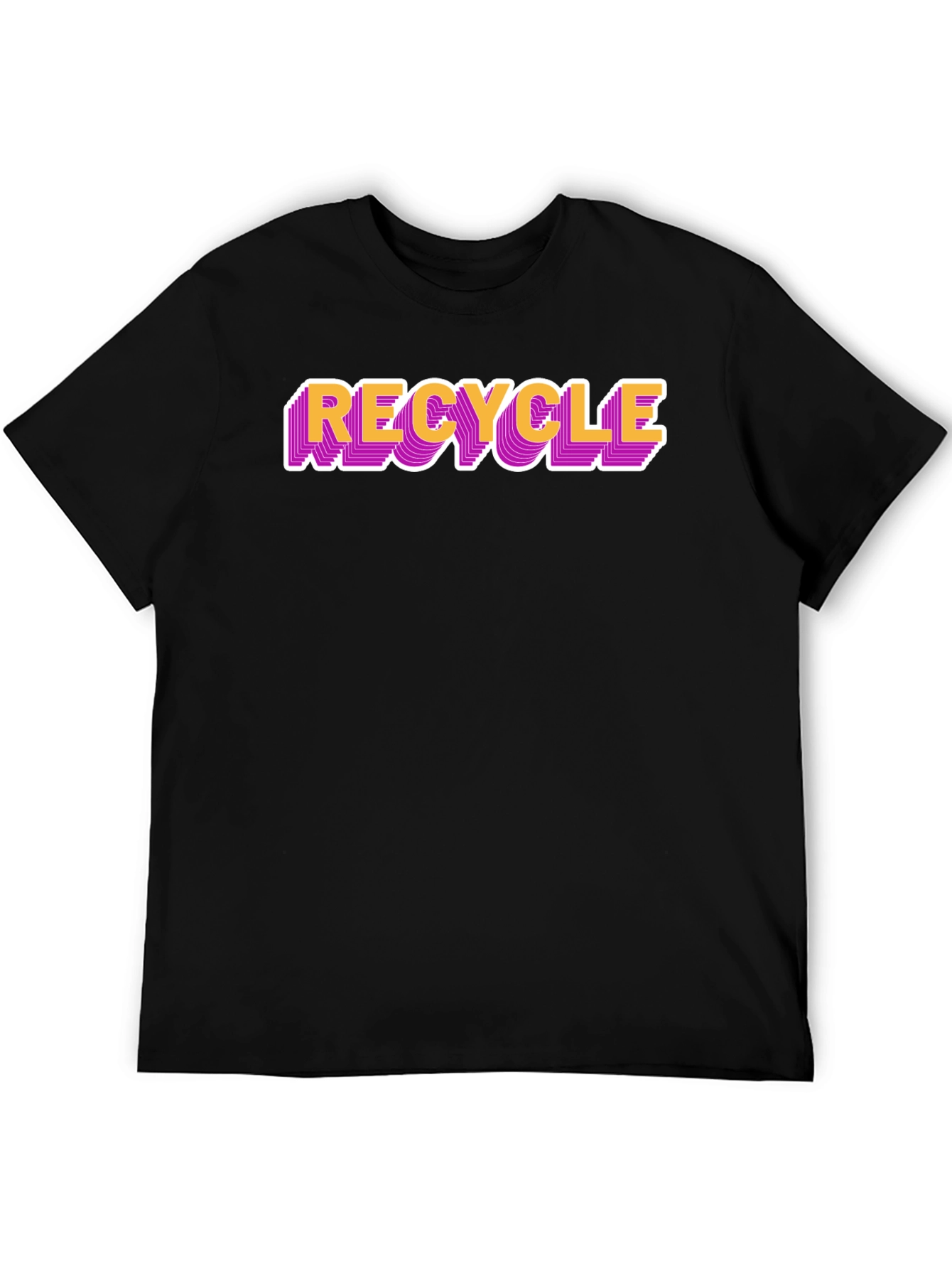 Camiseta Negra Recycle Estilo Retro
