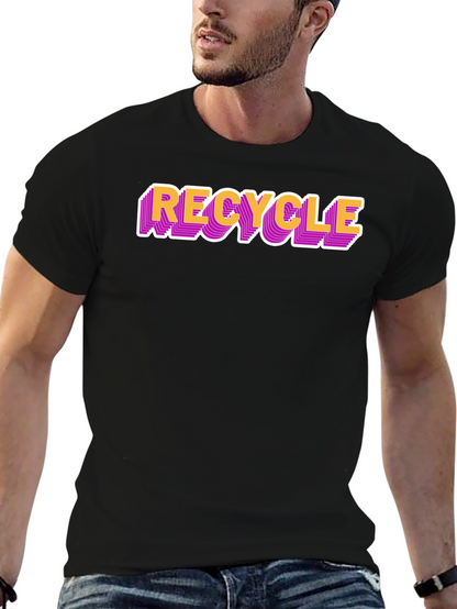 Camiseta Negra Recycle Estilo Retro