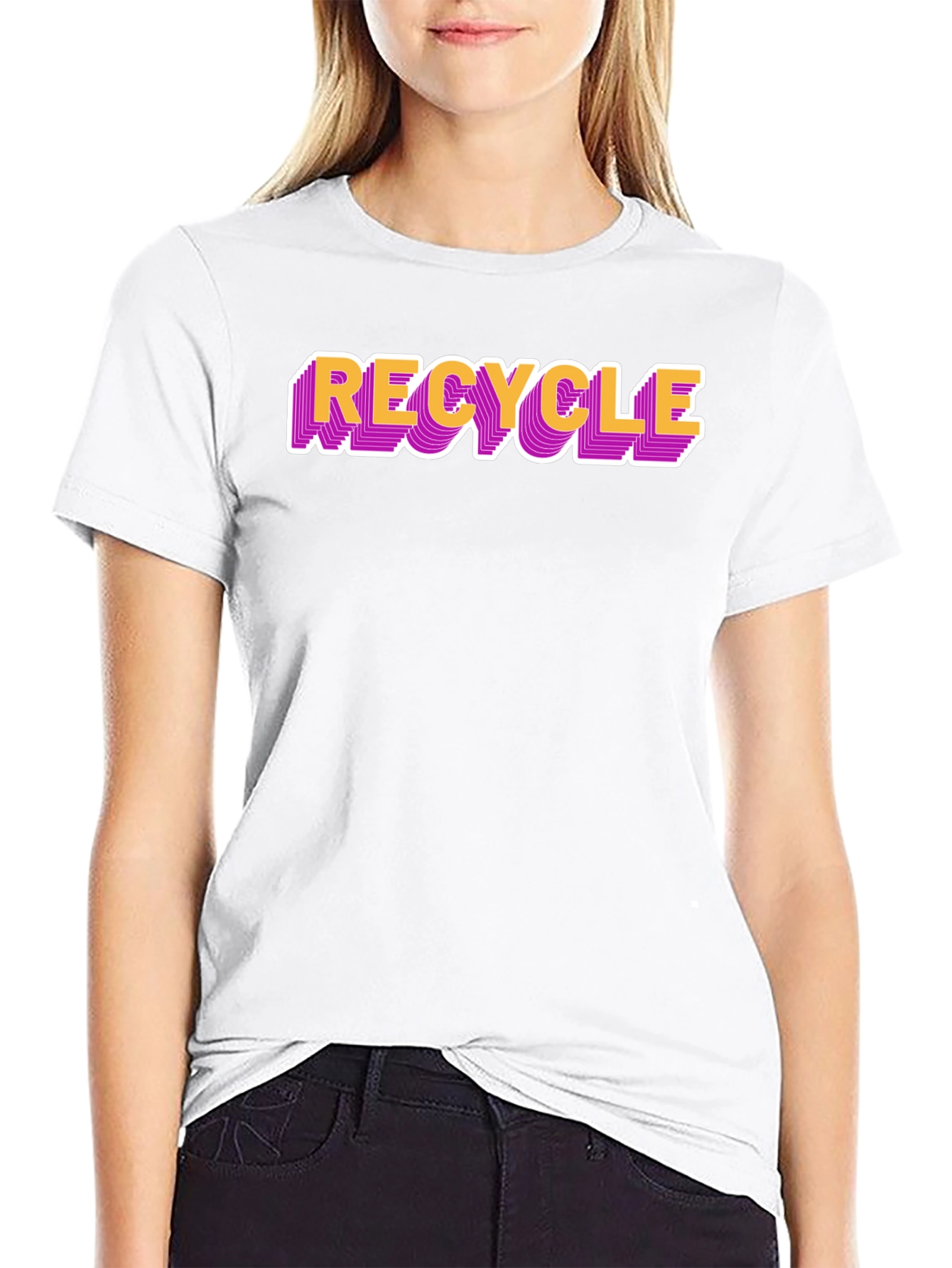 Camiseta Negra Recycle Estilo Retro