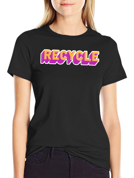 Camiseta Negra Recycle Estilo Retro