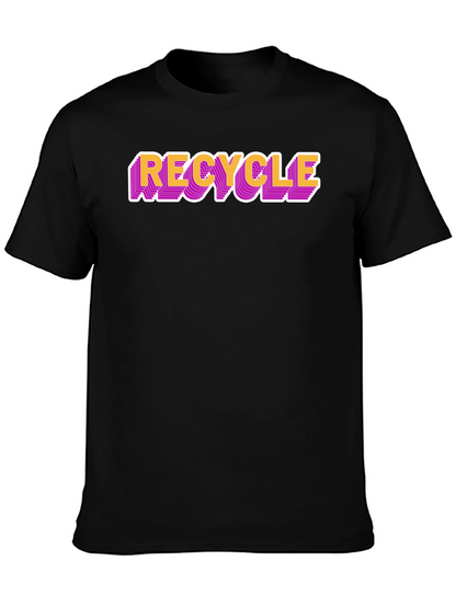 Camiseta Negra Recycle Estilo Retro