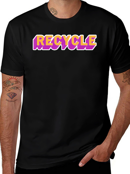 Camiseta Negra Recycle Estilo Retro