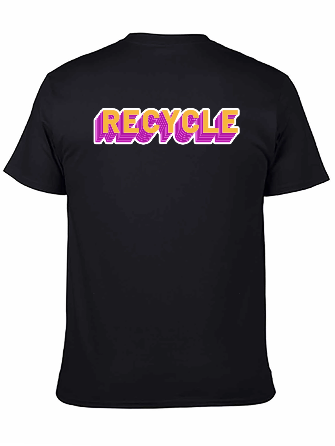 Camiseta Negra Recycle Estilo Retro