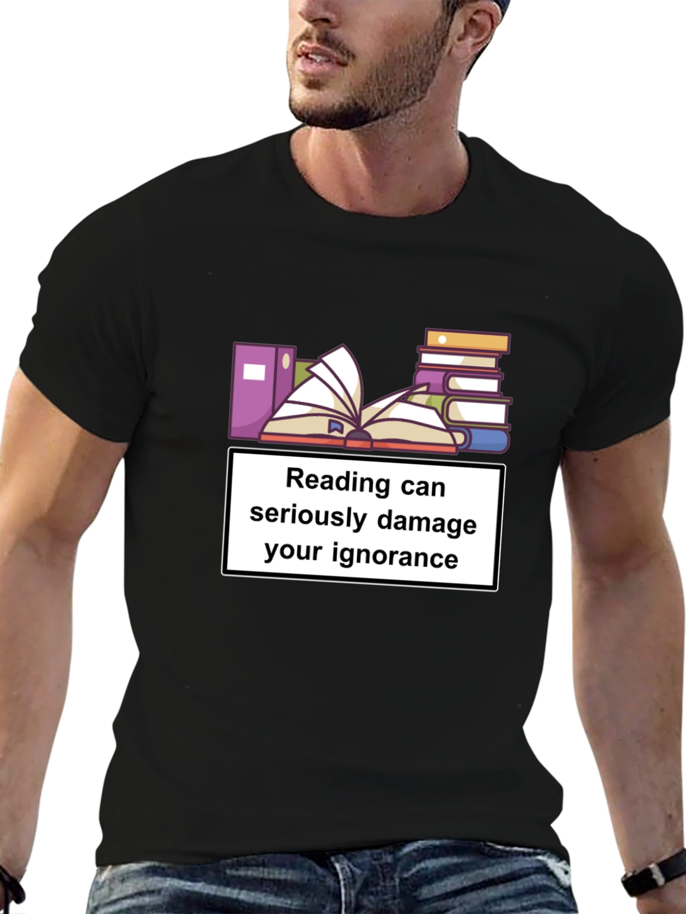 Camiseta Negra: Leer Daña la Ignorancia