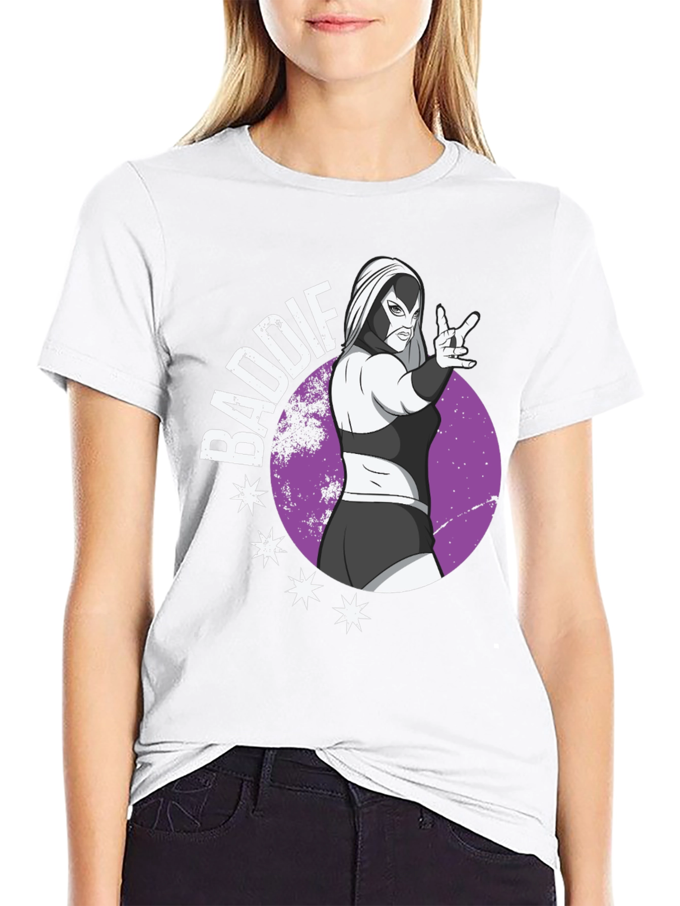 Camiseta Negra Baddie Lucha Libre